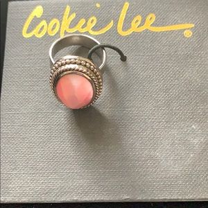 NWT Cookie Lee Ring silver and pink